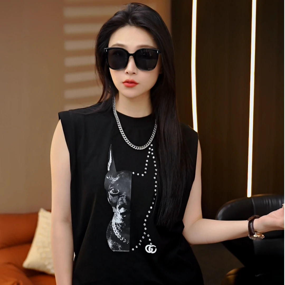 [麦森森专属]2025夏季微阔无袖T恤男运动休闲美式复古背心