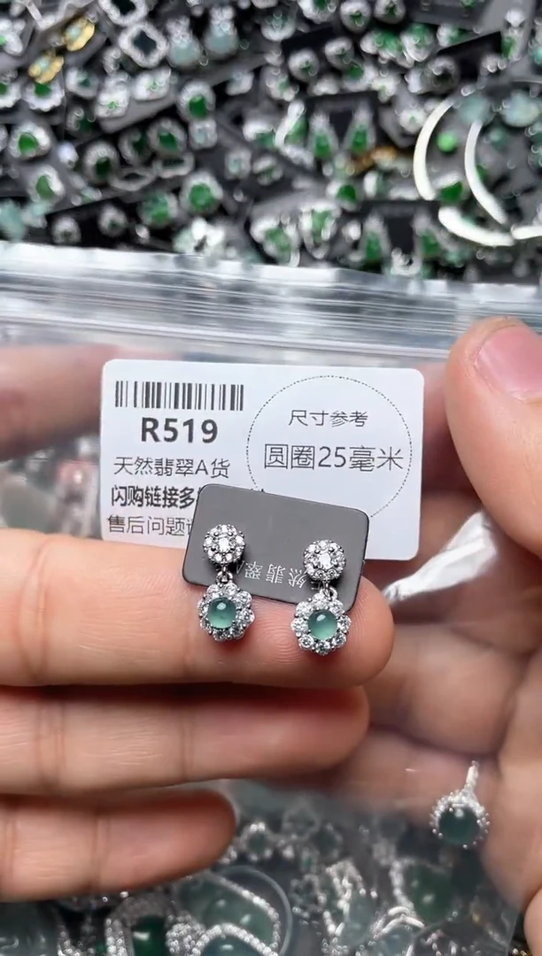 翡翠未镶嵌颈饰R519耳钉