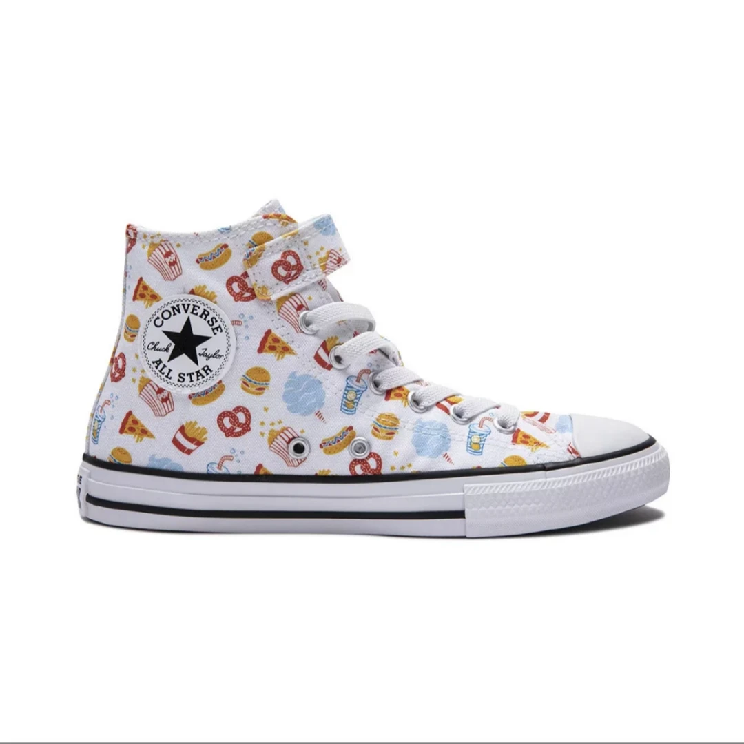 Converse匡威儿童帆布鞋男女童印花魔术贴休闲高帮帆布鞋A08378C