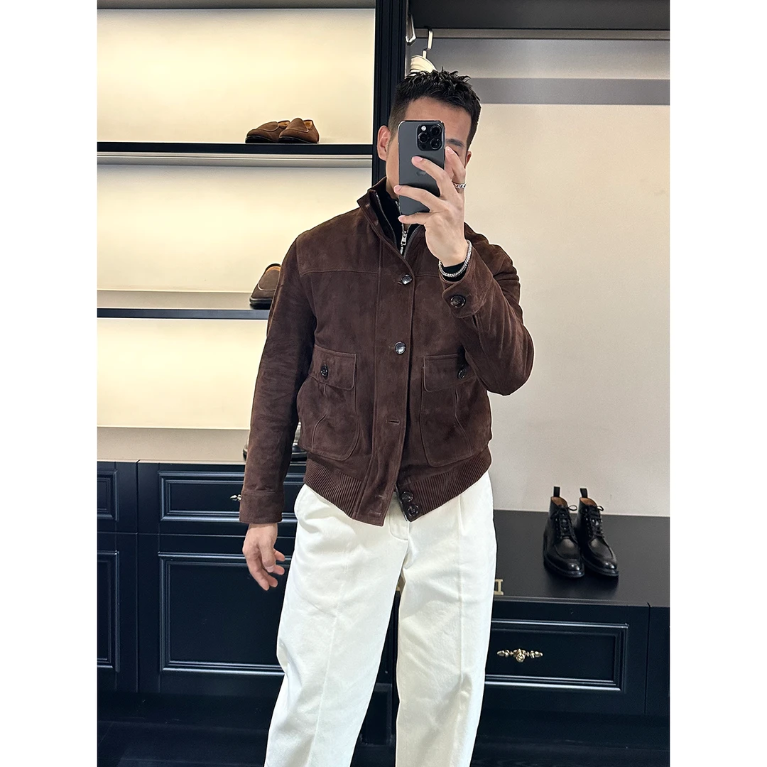 DAN LANG 387# 绵羊皮反绒皮飞行员夹克