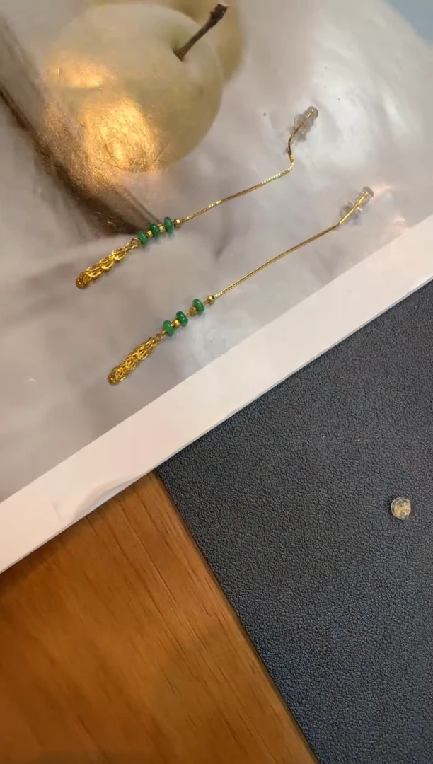 翡翠银S925镶嵌耳饰耳线