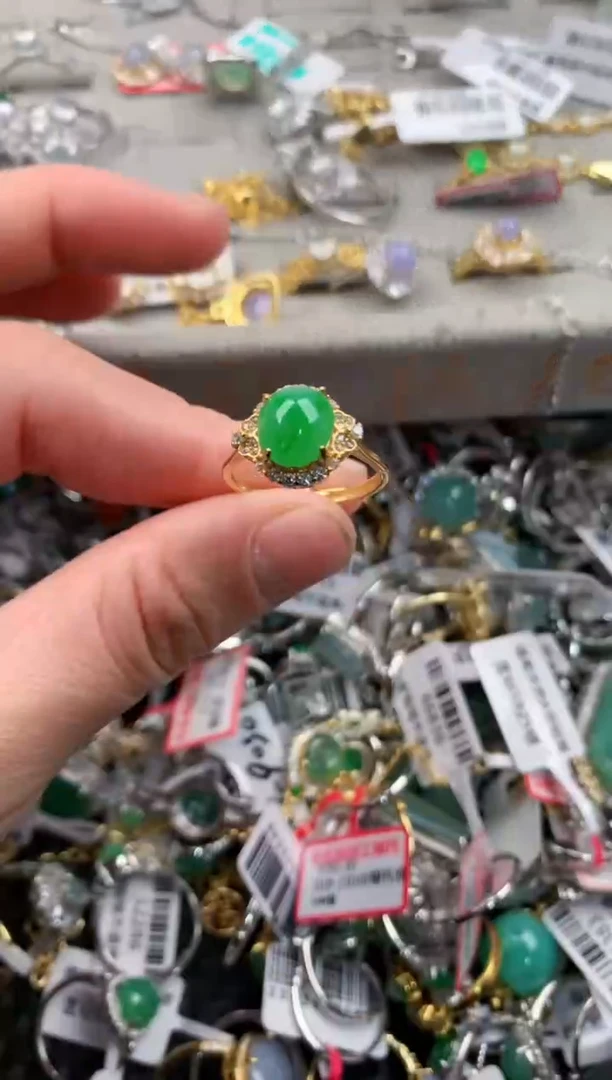 银S925镶嵌戒指翡翠4                   8