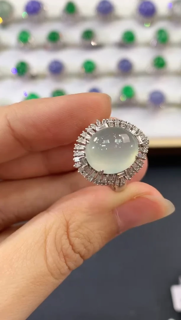 翡翠戒指18K金镶嵌B185