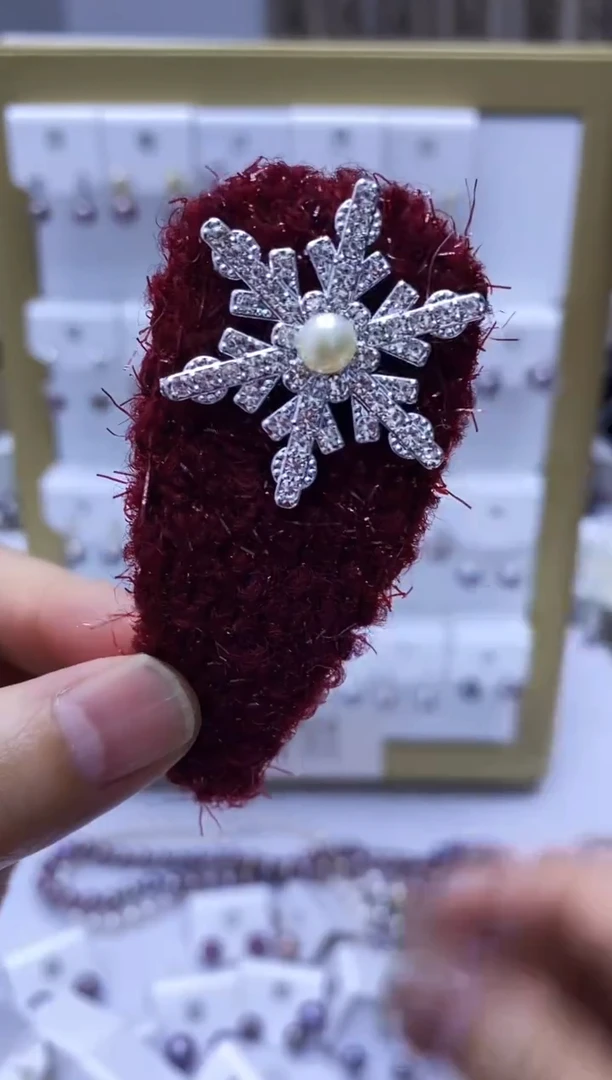 未镶嵌发卡淡水珍珠红色发卡