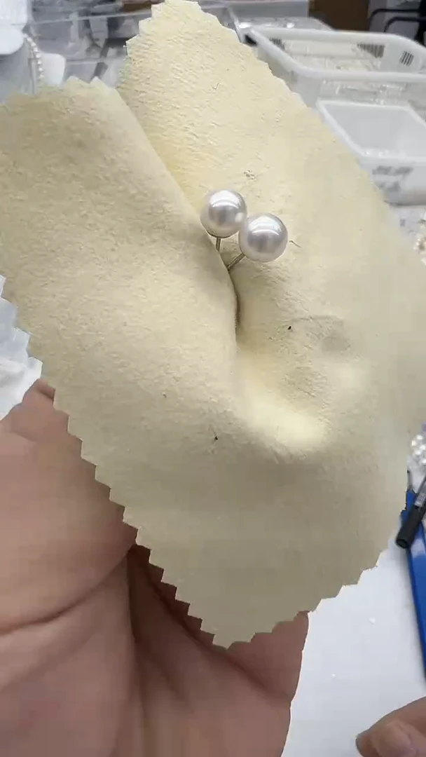 银S925镶嵌耳钉淡水珍珠6mm 素钉-孤品