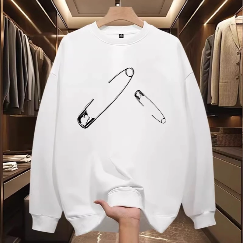 仓石一树潮牌圆领长袖卫衣男款冬季痞帅时尚潮流印花加绒保暖外套