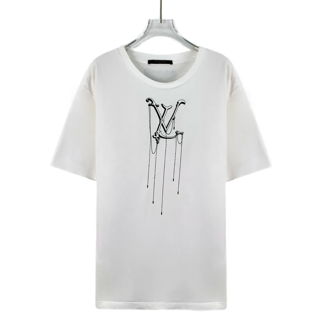 99新 LouisVuitton/路易威登 HM0797 logo吊坠印花棉质圆领短袖