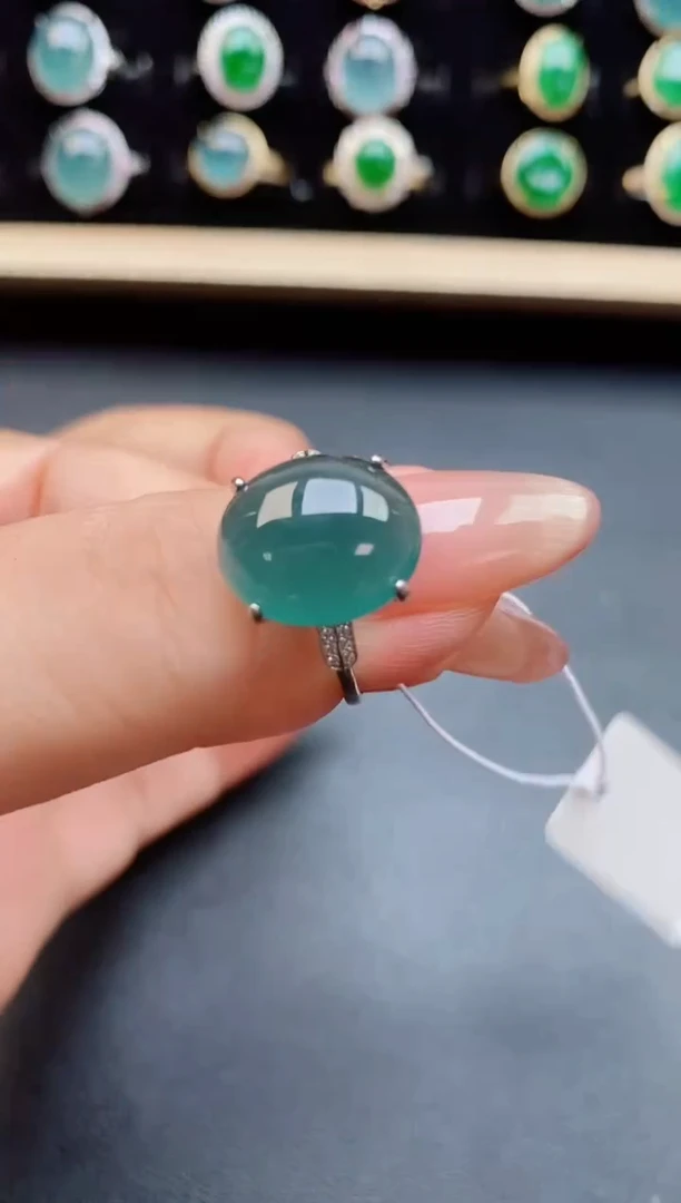 翡翠戒指银S925镶嵌321231