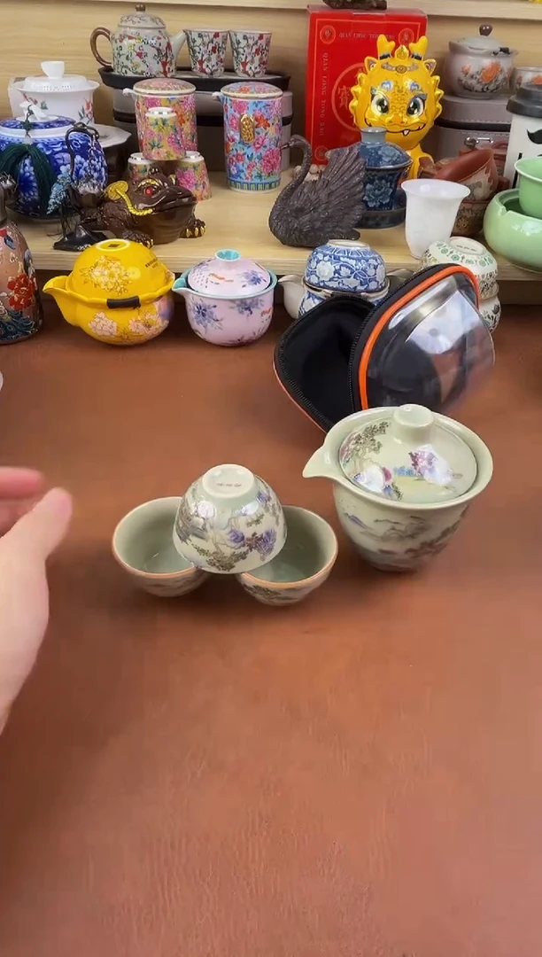 陶瓷茶具摆件旅行套组