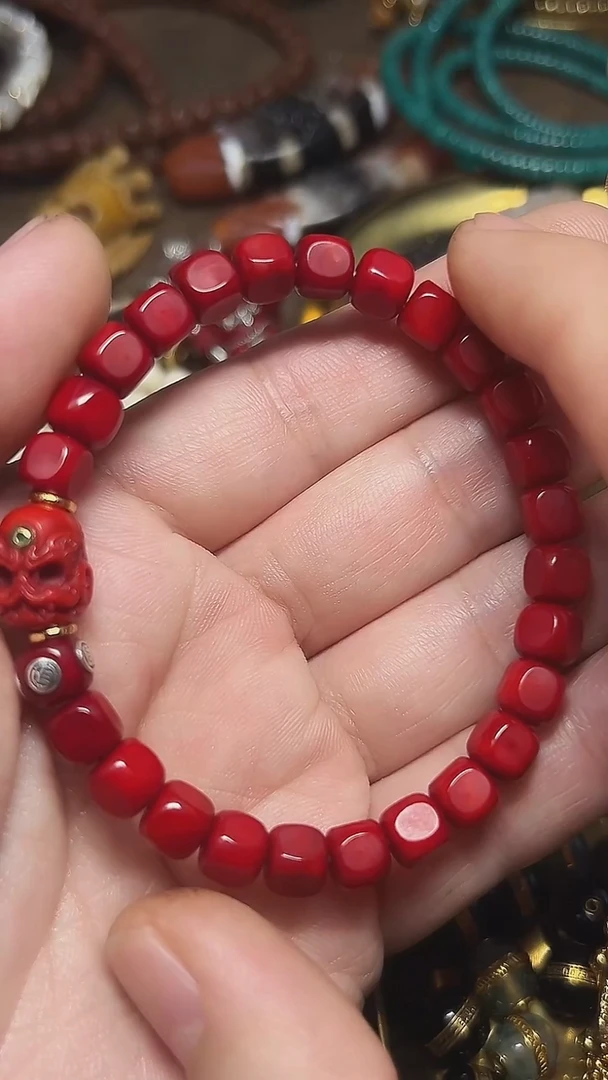 鹿骨手串/手链铁*屠天狗红灯泡顶珠六方手串
