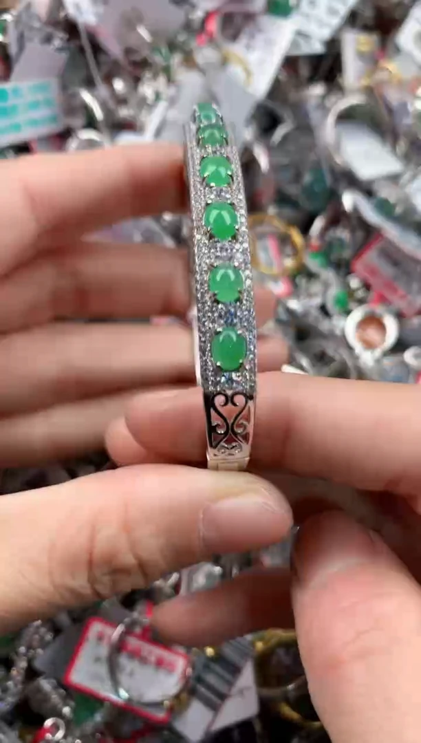 银S925镶嵌戒指翡翠999   10