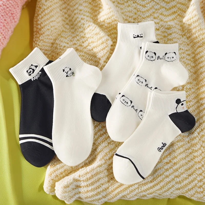 五双装原素家夏季袜子薄款流行休闲风可爱女短袜透气舒适10056-1