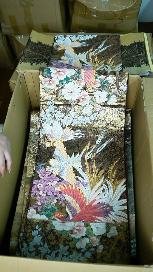 织绣8本金箔凤穿牡丹