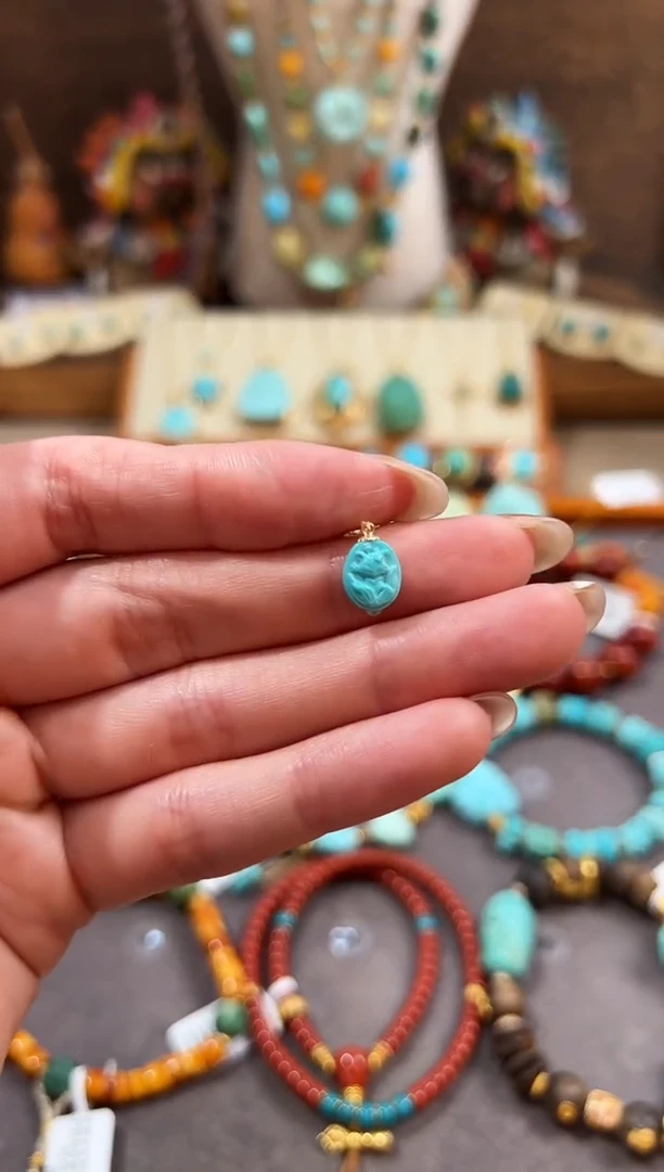 18K金镶嵌绿松石提溜绿松石提溜