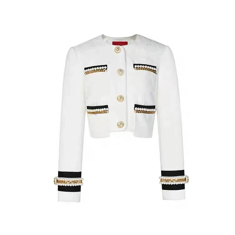 LeFame/拉飞姆LeFame/拉飞姆24春链条装饰蕾丝短外套LF24C31SC041