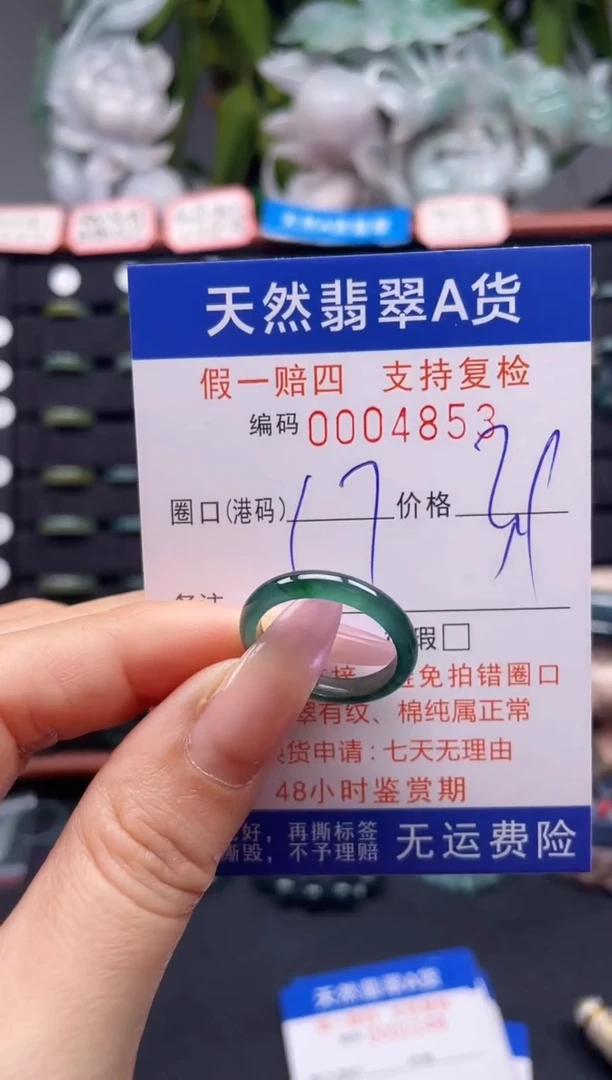 未镶嵌戒指翡翠17*4853