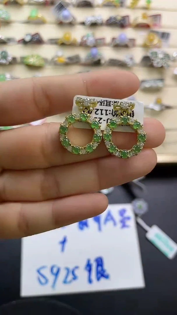 银S925镶嵌戒指翡翠翡翠 蛋面 银S925镶嵌