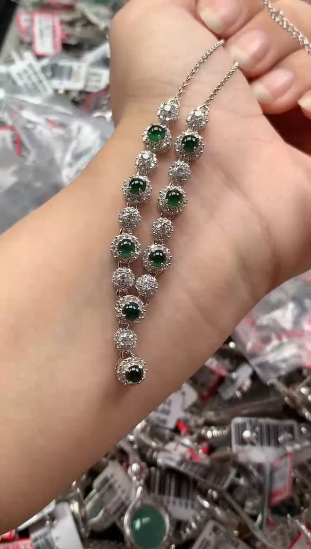银S925镶嵌戒指翡翠天然A货缅甸翡翠