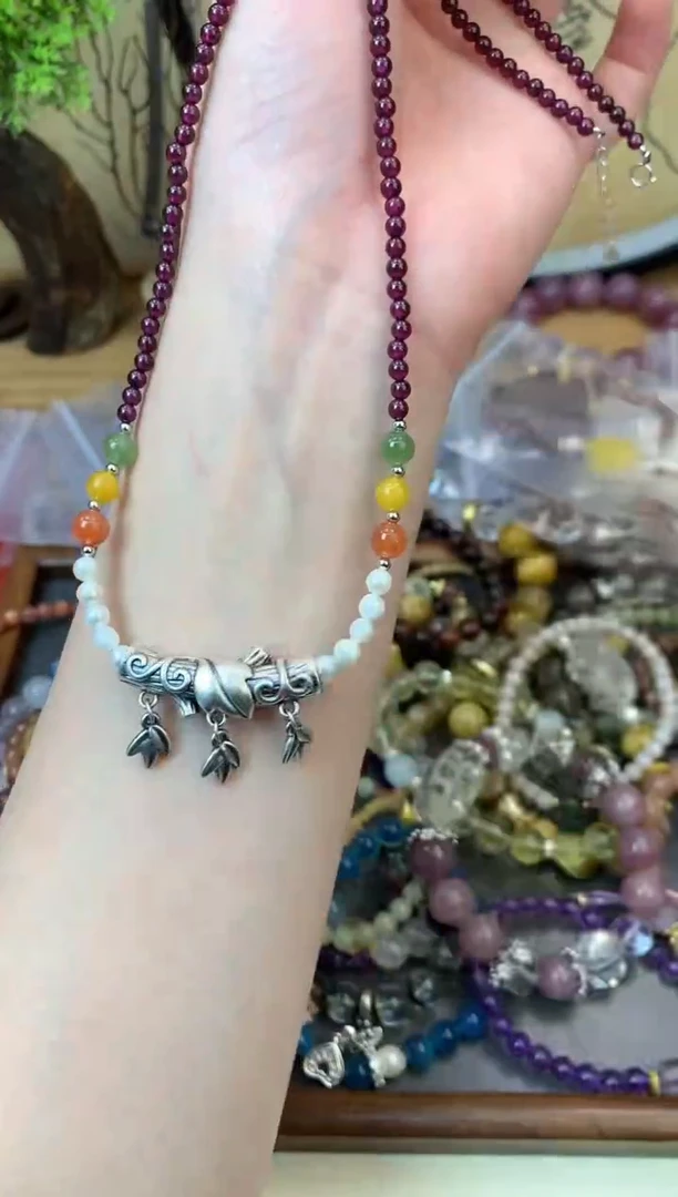 【闪购商品】石榴石（紫牙乌）颈饰未镶嵌341