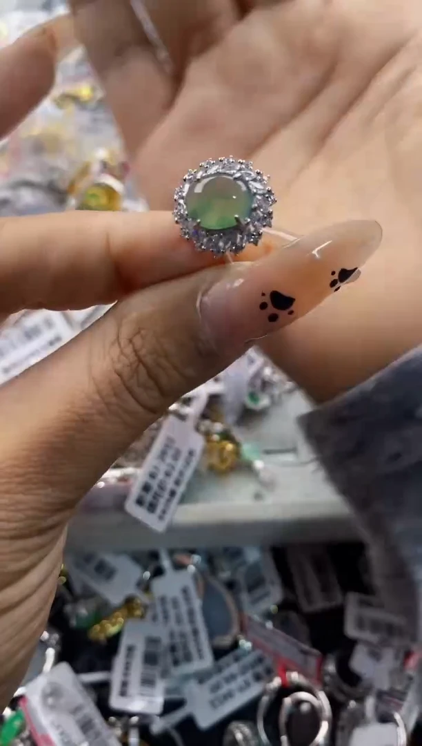 翡翠戒指银S925镶嵌4444444   1