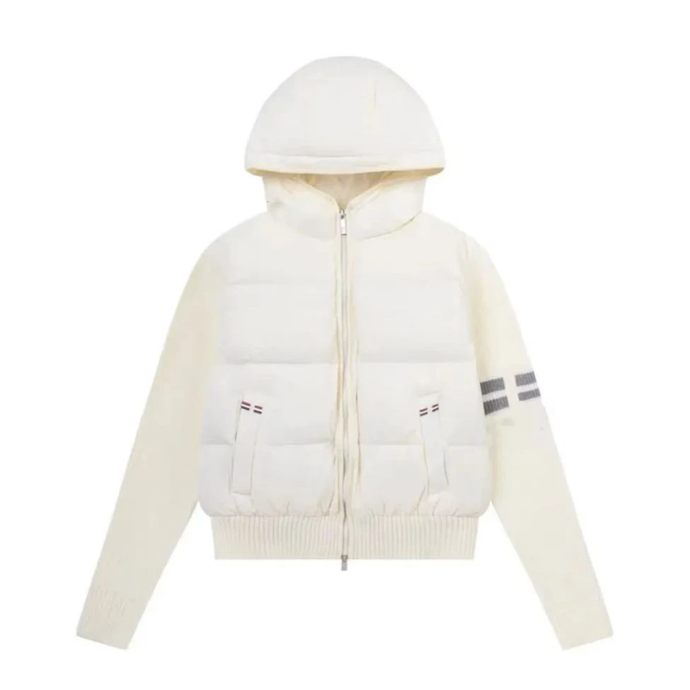 2024秋冬季新款针织拼接连帽外套女款保暖百搭潮