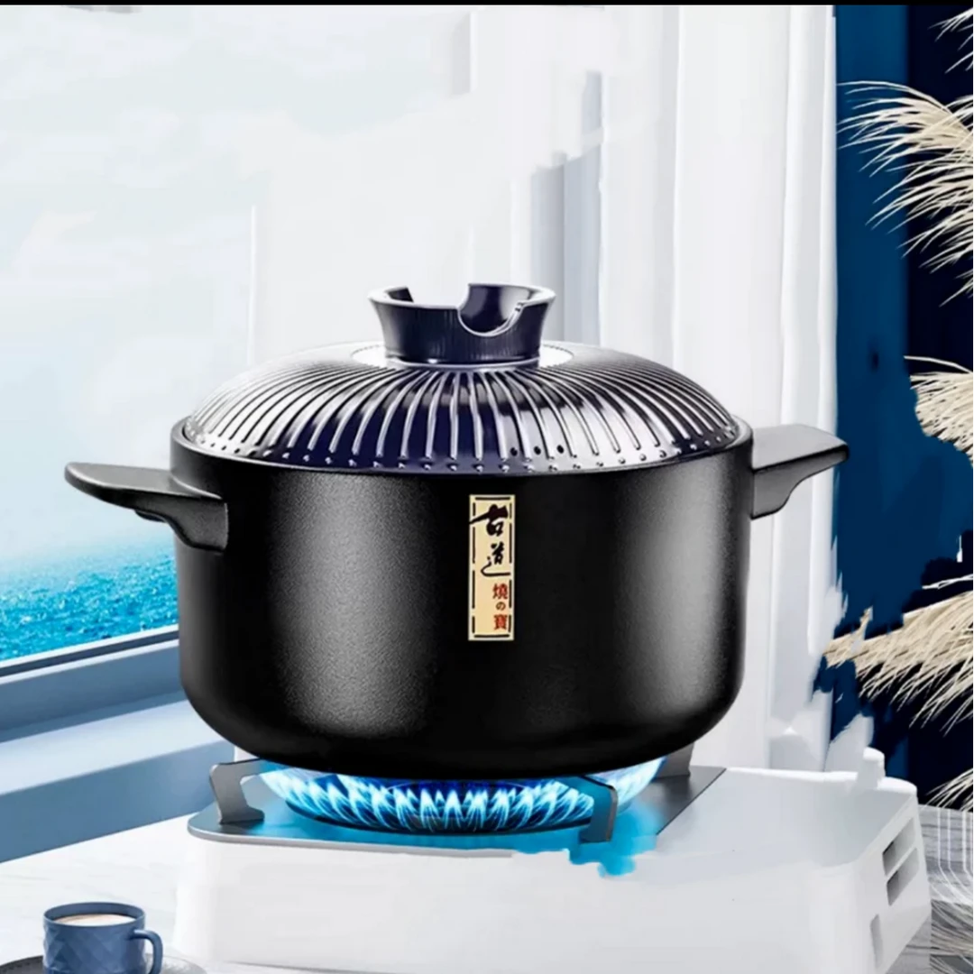 【张氏御瓷】18-9景德镇黑锅古道蓝盖明火砂锅