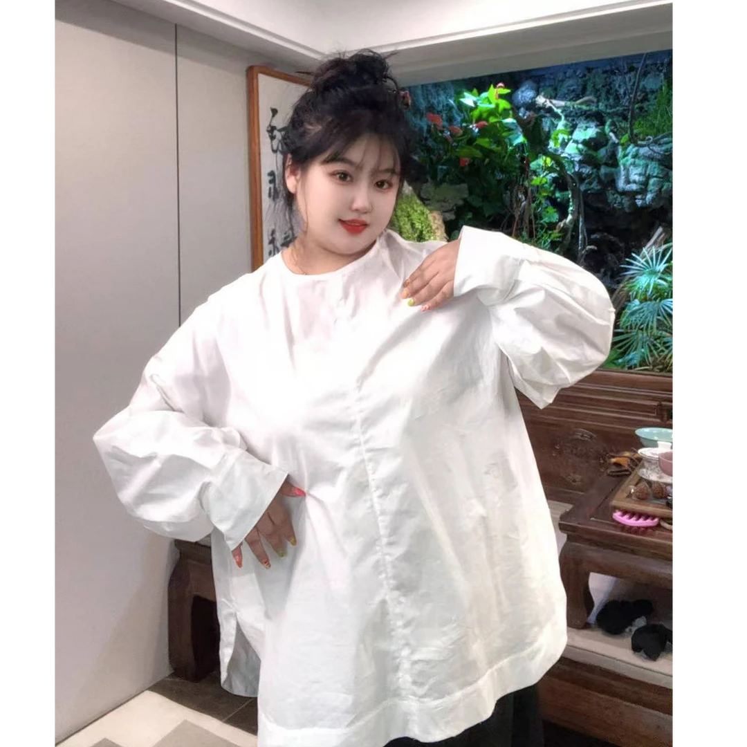 【甄胖·棉衬衫】新中式大码女装秋季棉衬衫