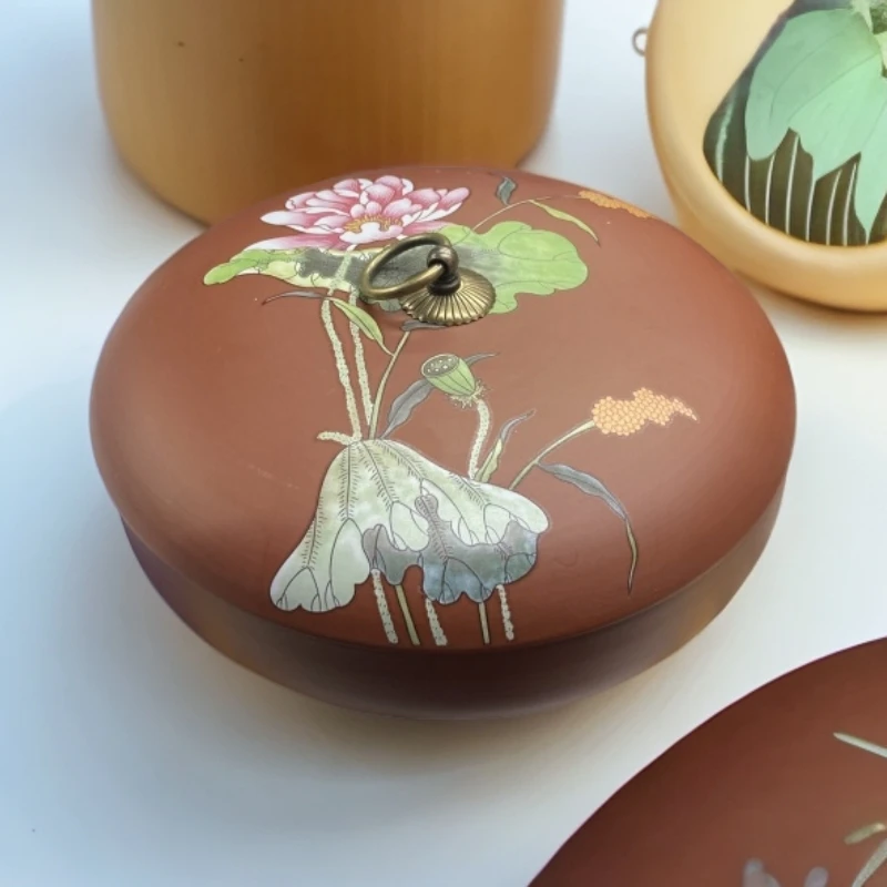 紫砂陶瓷带盖茶叶罐防潮密封可用于茶饼收纳储存 3179