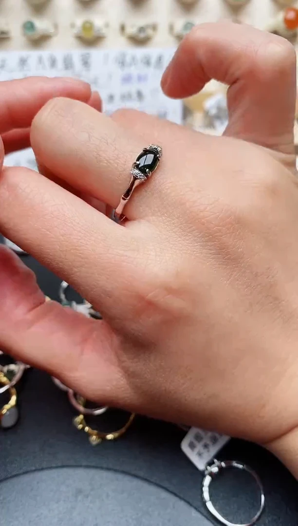 【闪购商品】翡翠戒指银S925镶嵌天然翡翠111  10+