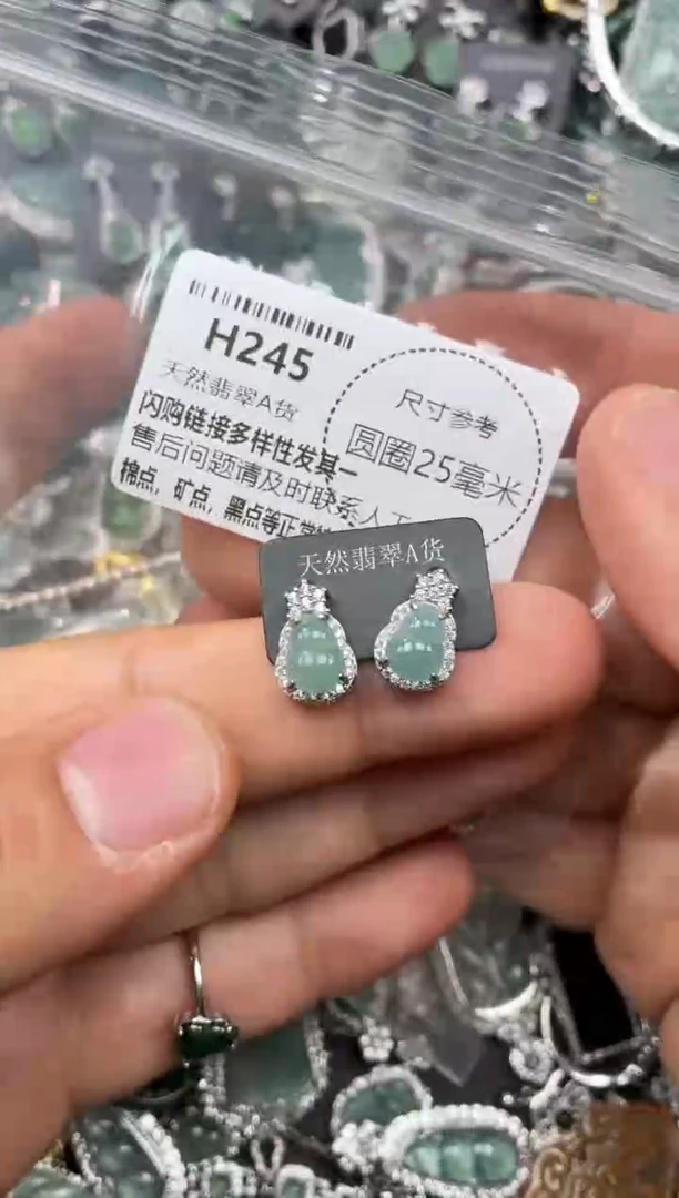 翡翠未镶嵌颈饰H245耳钉