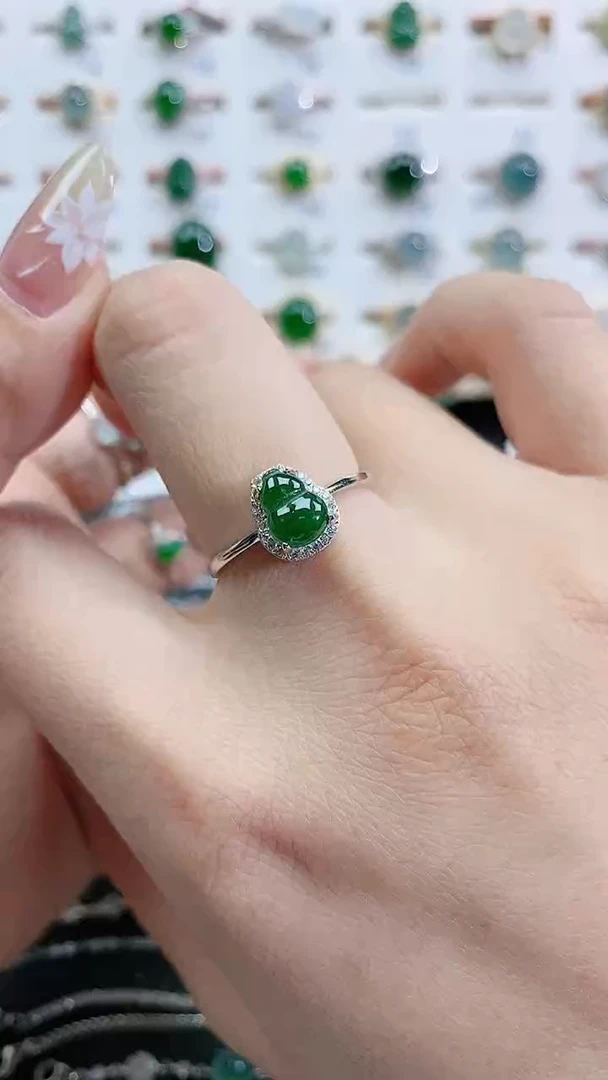 银S925镶嵌戒指翡翠天然翡翠