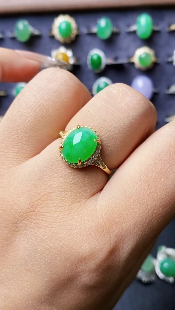 银S925镶嵌戒指翡翠4050