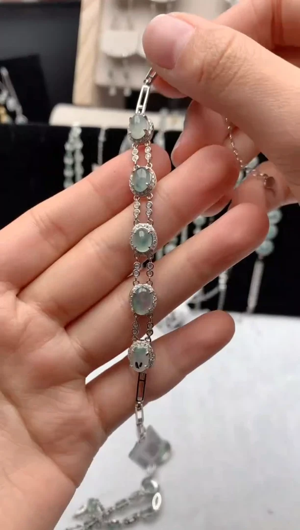 【闪购商品】翡翠手链银S925镶嵌3号