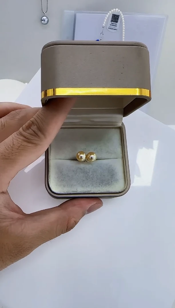 18K金镶嵌海水珍珠DA珍珠耳饰7-8 y151