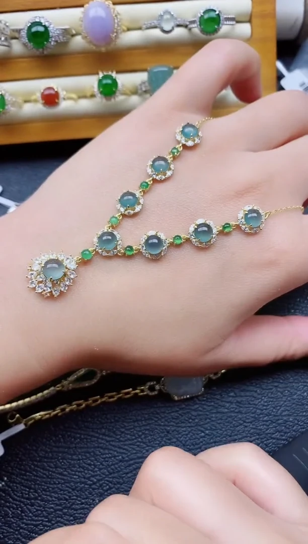 银S925镶嵌戒指翡翠1