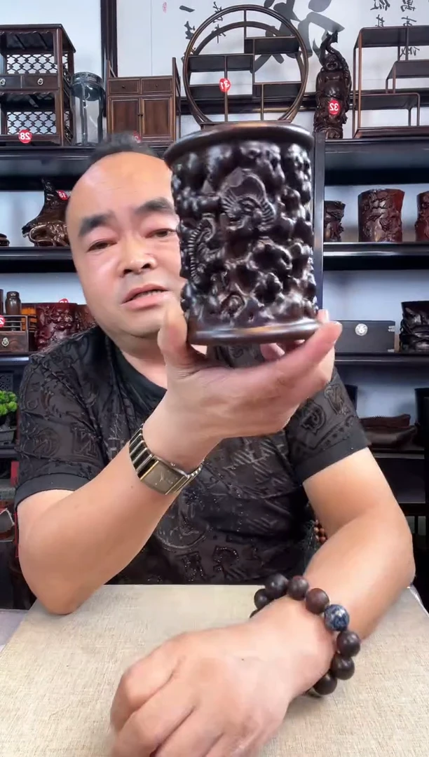 木老李红木工艺品新款笔筒