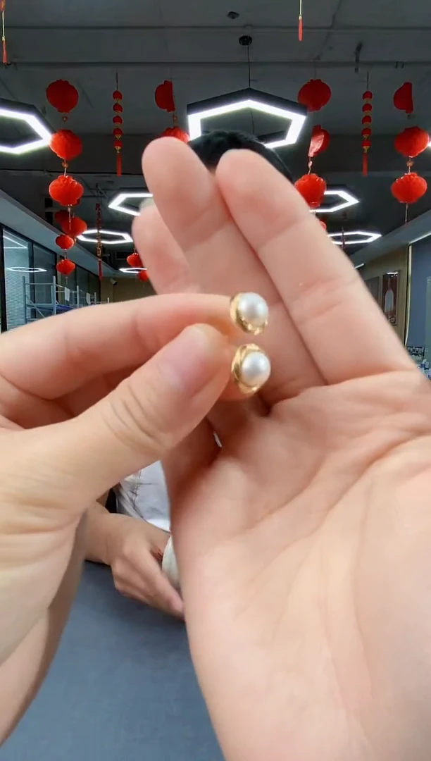 银S925镶嵌淡水珍珠耳饰yp  耳饰