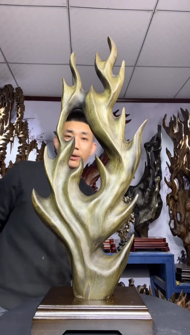 香樟木木雕款嘿*嘿金丝楠木工艺品摆件