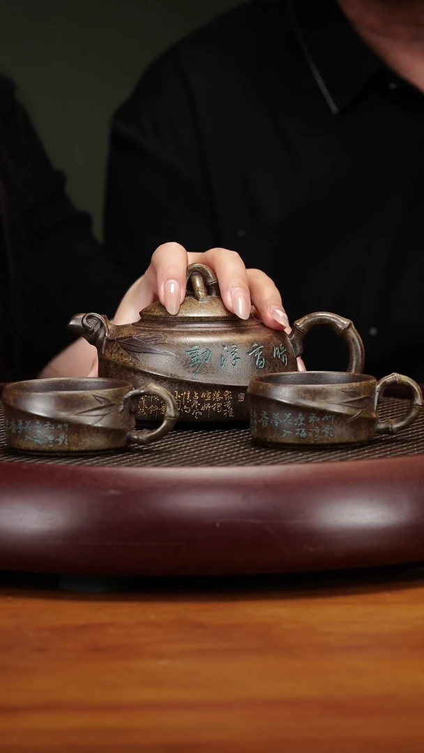 茶壶紫砂36ZKN润竹套组复兴窑烧260cc