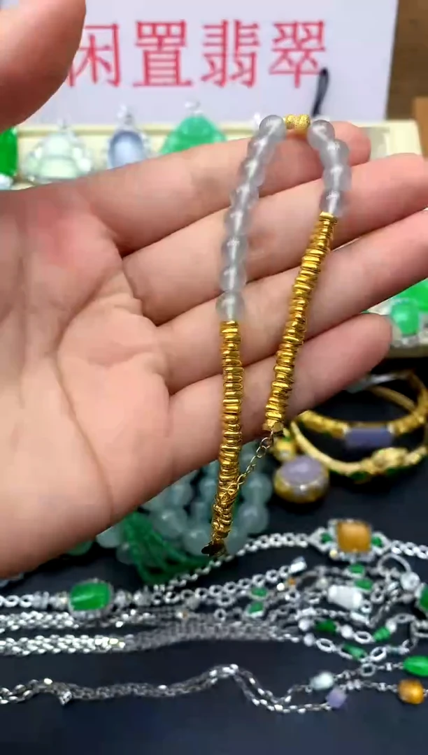 足金镶嵌手串翡翠318-中国好珍宝