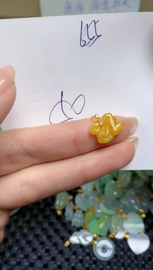 【闪购商品】翡翠颈饰18K金镶嵌天然缅甸A货翡翠