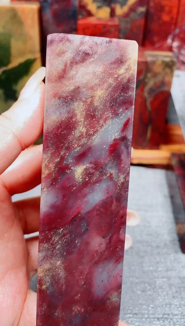 玉桂林鸡血玉素章紫云纱1