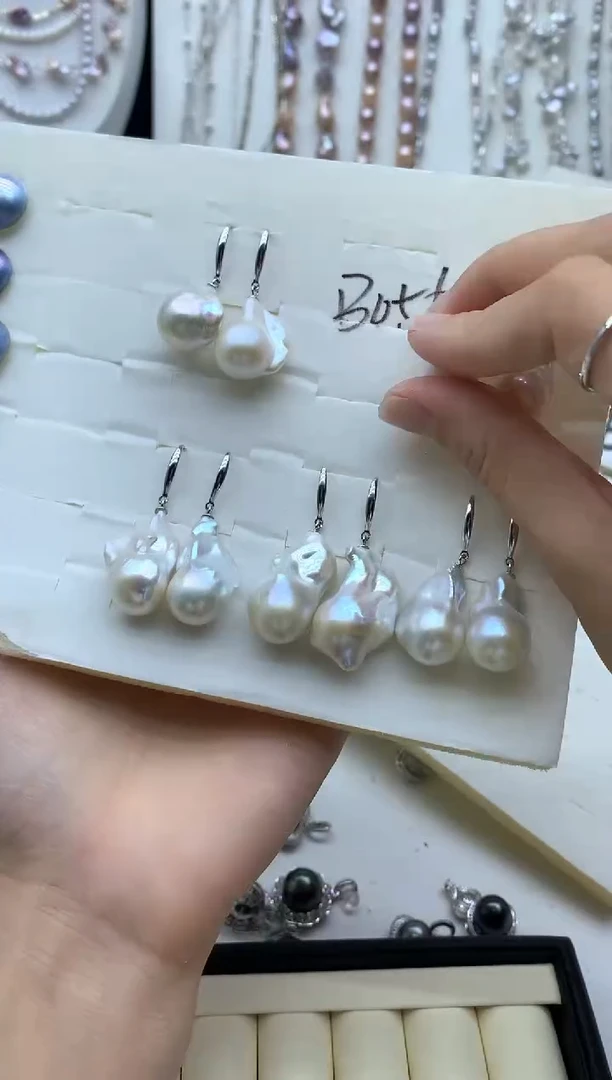 银S925镶嵌淡水珍珠耳饰多样性发其一