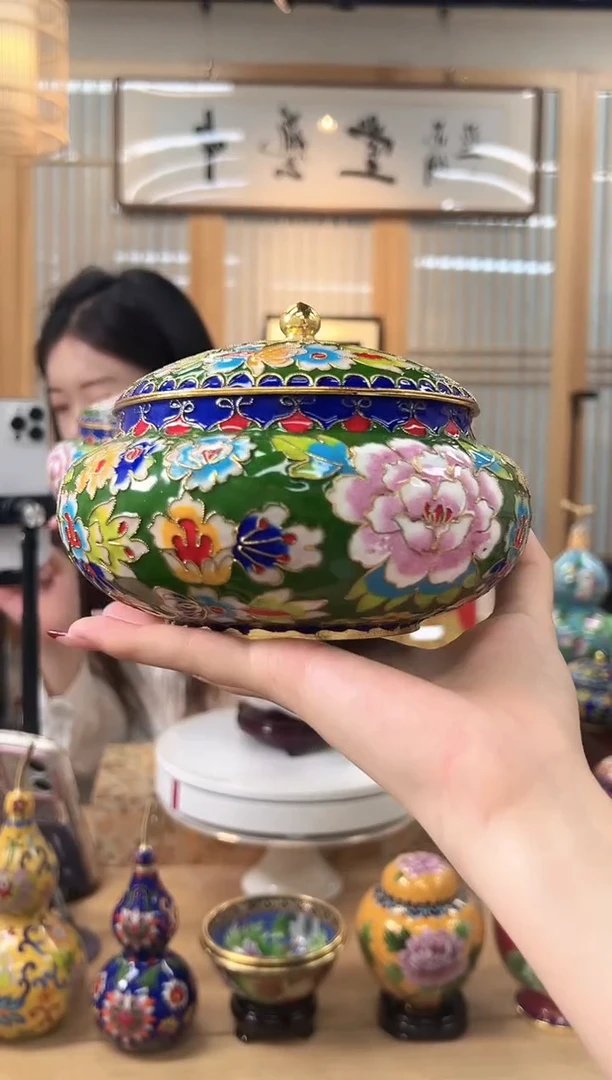 【闪购商品】景泰蓝花丝喜子罐6寸XZG002绿