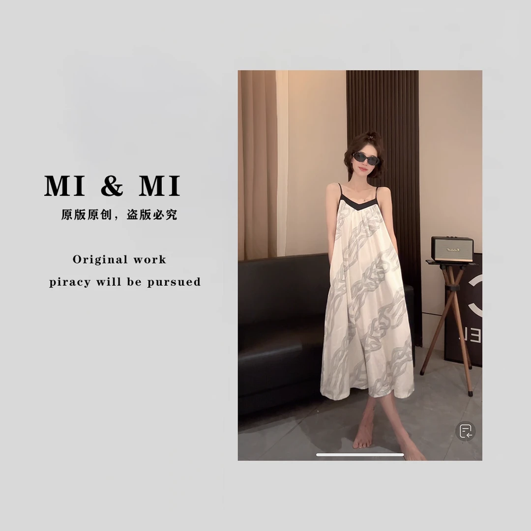 【米米私服】夏季薄款吊带睡裙长裙法式 XYU-1