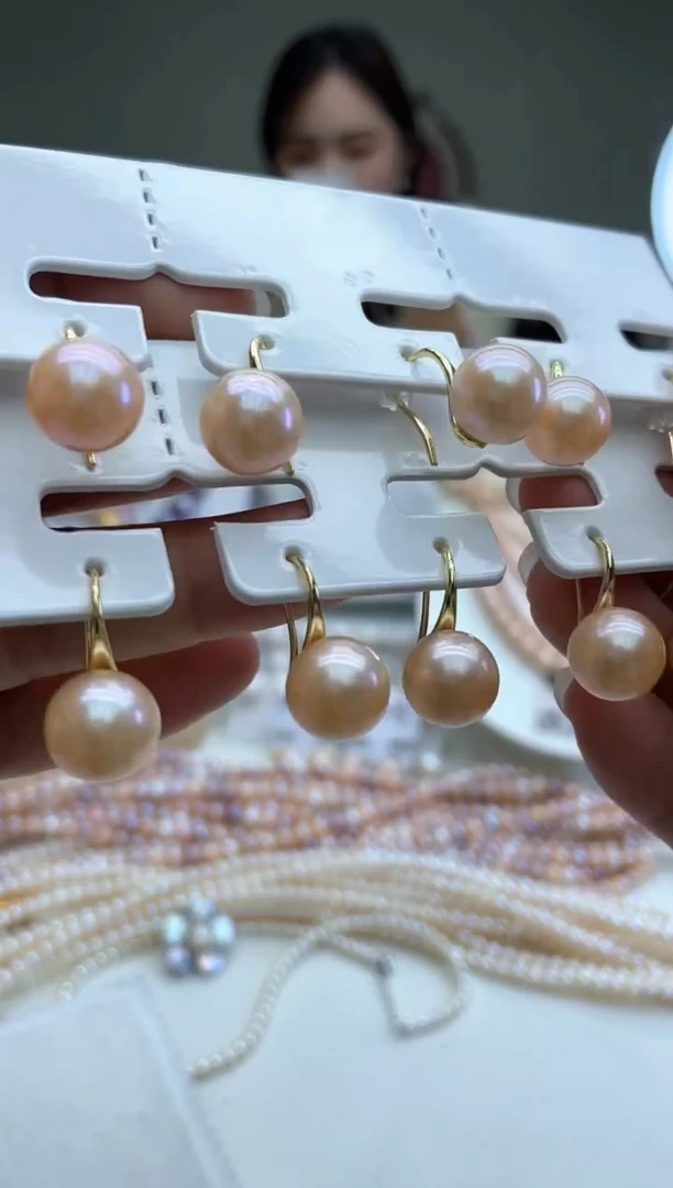 未镶嵌耳饰淡水珍珠11-12mm中国红耳钩(多样性发一）