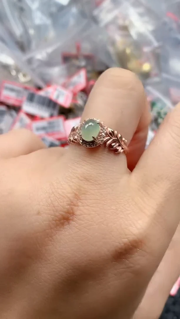 银S925镶嵌戒指翡翠天然A货缅甸翡翠