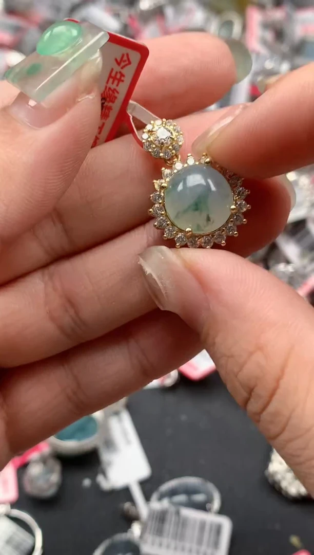 银S925镶嵌戒指翡翠天然A货缅甸翡翠