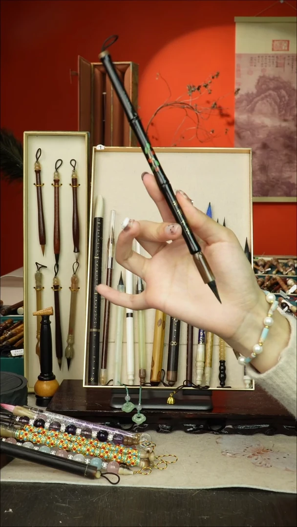 399号闪孤品高货毛笔链接 清水试笔 蘸墨不退