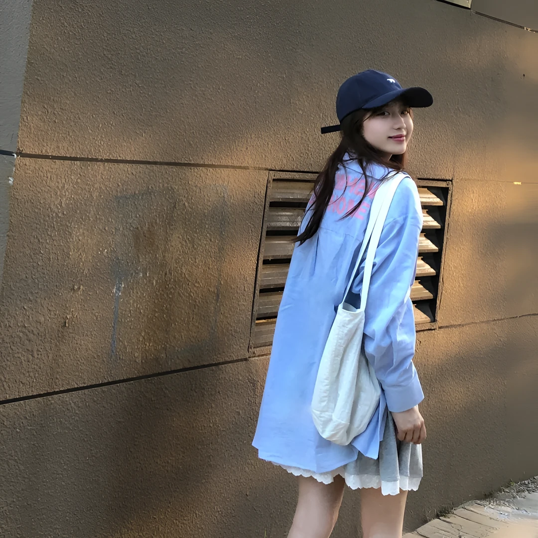 美式复古蓝色条纹衬衫女款夏季薄款宽松慵懒风长袖防晒上衣外套潮